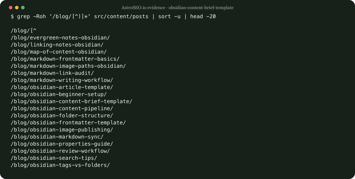 Recorded repository result for Obsidian Content Brief Template