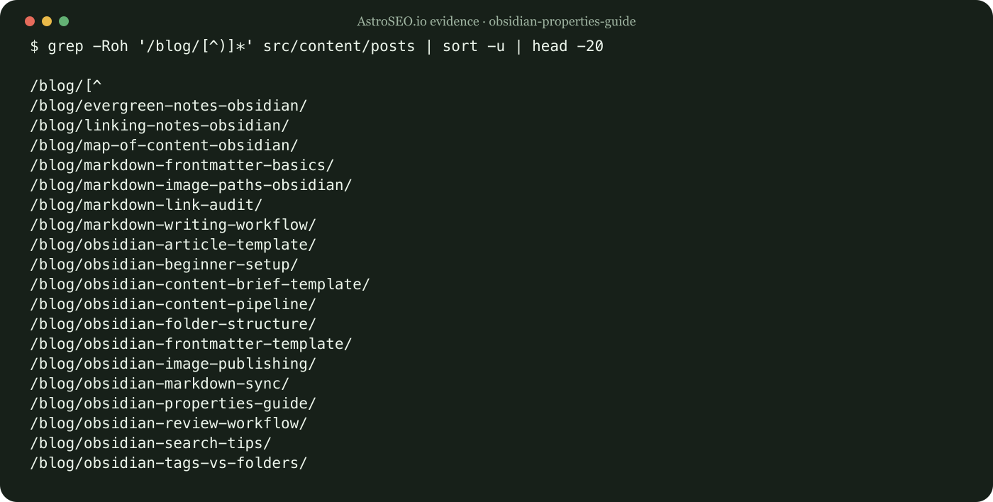 Recorded repository result for Obsidian Properties Guide for Markdown Notes